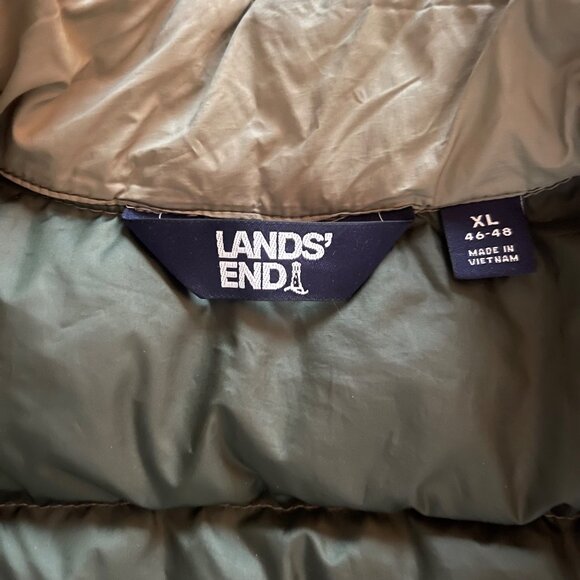 Lands End Men Down Puffer Vest XL Olive Green Outdoor Classic Insulated Gorpcore - Picture 4 of 15